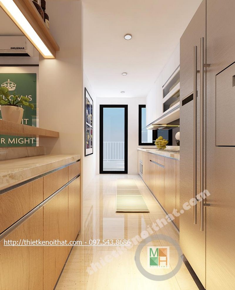 Thiết kế nội thất phòng bếp chung cư Mulberrylane Hà Đông Hà Nội